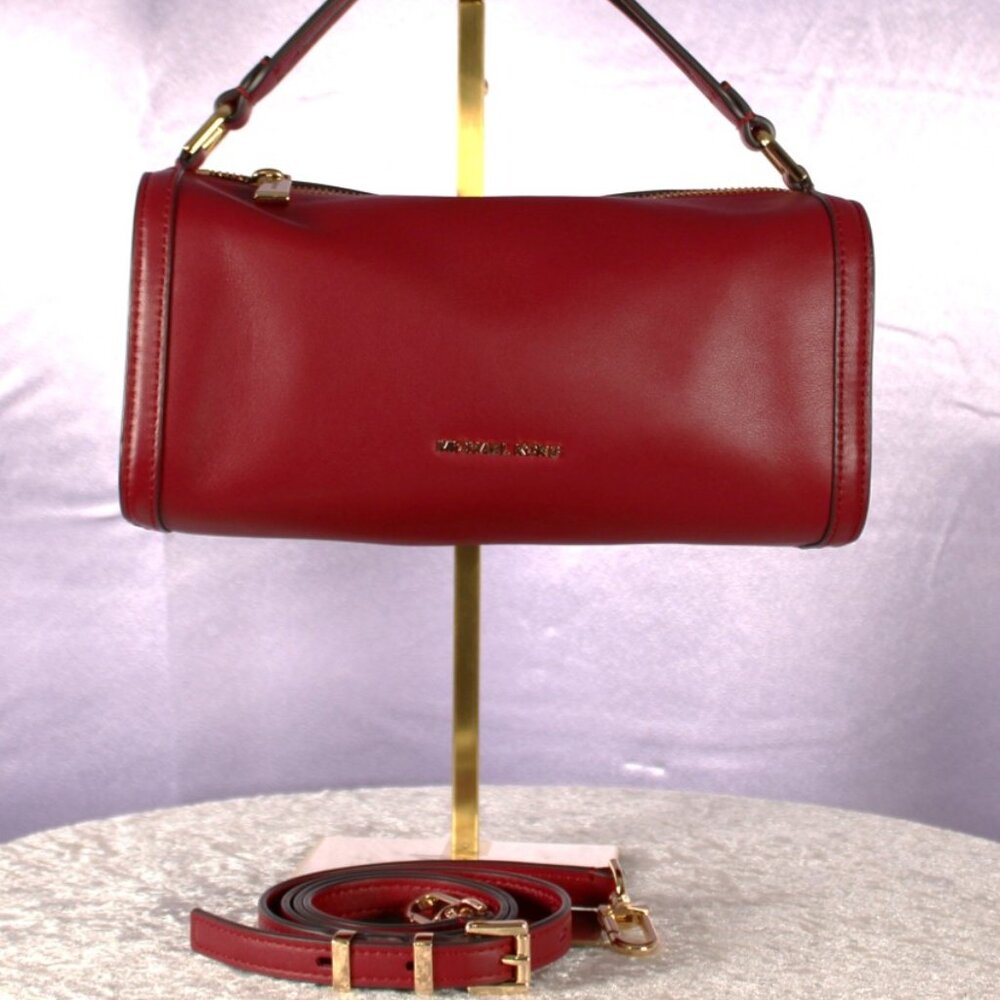 Michael Kors Smooth Leather Barrel Satchel Crossbody – Oxblood Red – NWOT - Picture 2 of 11